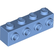 Lego kostka (kostička) 1x4 s nopy na jedné straně, středně modrá (4650908, 6181934)